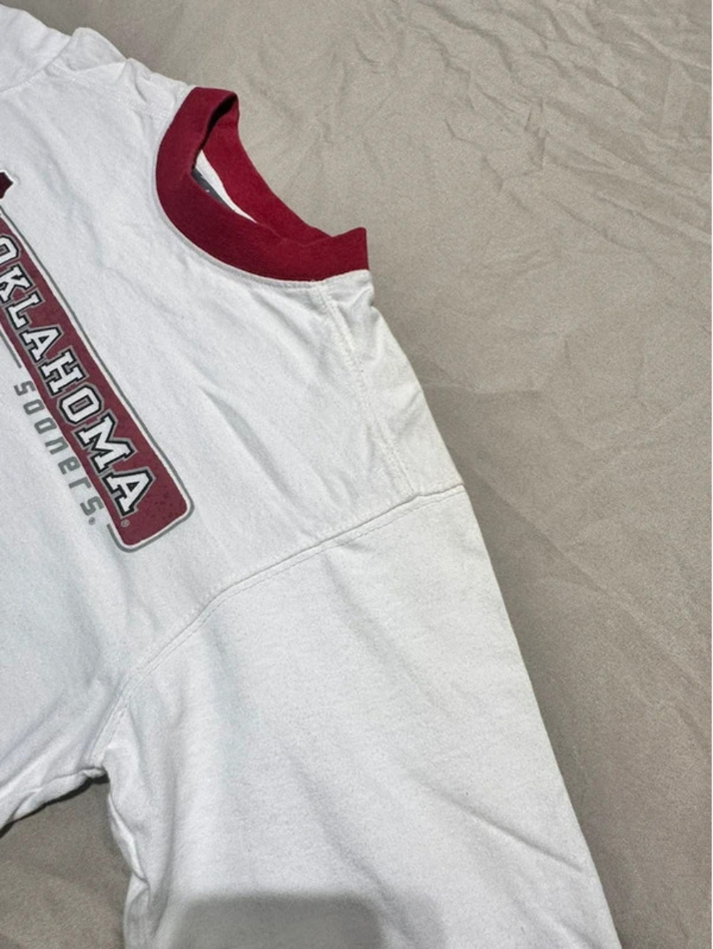 Vintage Oklahoma Sooners OU Ringer T-Shirt (B60) - Picture 6 of 11